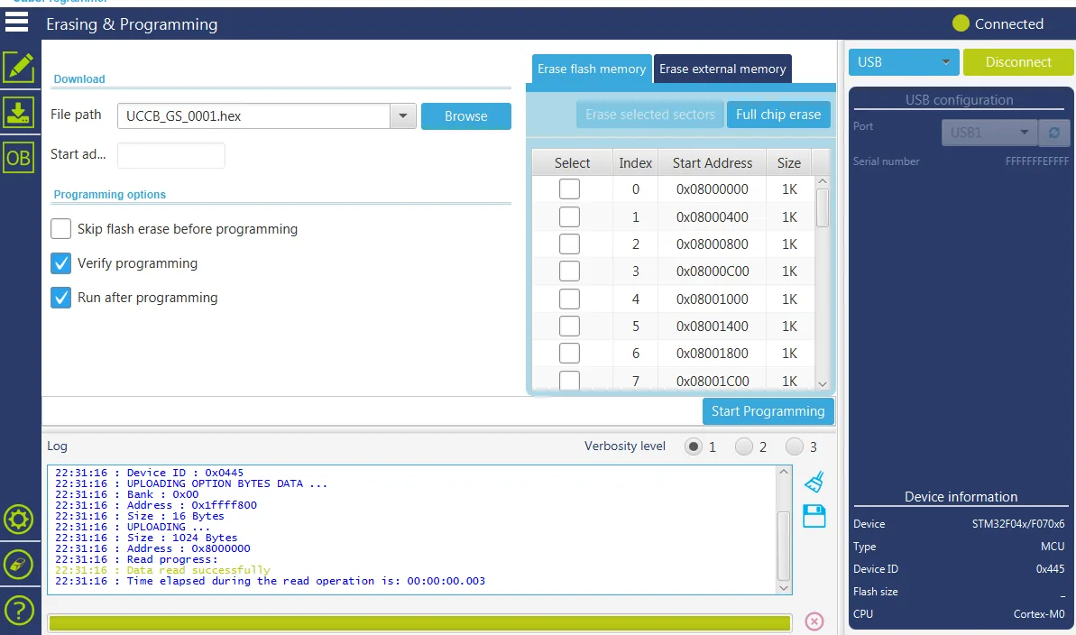STM32 DfuSe firmware updater screenshot